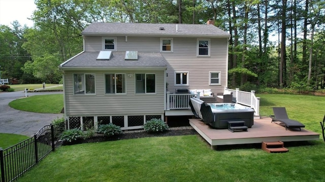 1000 Forest St, North Andover, MA 01845 - rear view of property featuring a wooden deck, outdoor lounge area, a chimney, and roof with shingles