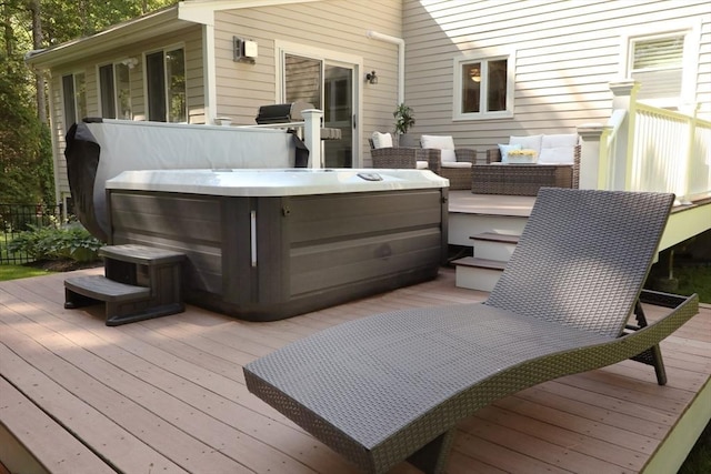 1000 Forest St, North Andover, MA 01845 - deck featuring a hot tub and an outdoor hangout area