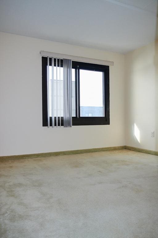 unfurnished room featuring light carpet