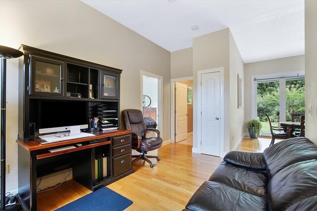 office featuring light wood-type flooring