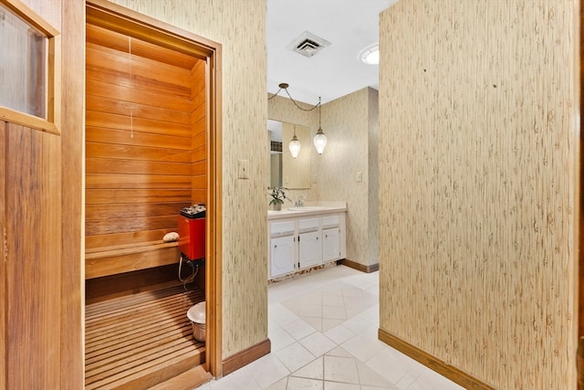 view of sauna / steam room with tile patterned flooring