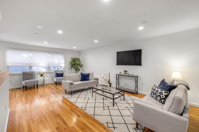 living room with light wood-type flooring