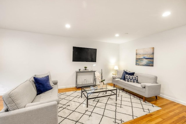 living room with light wood-type flooring