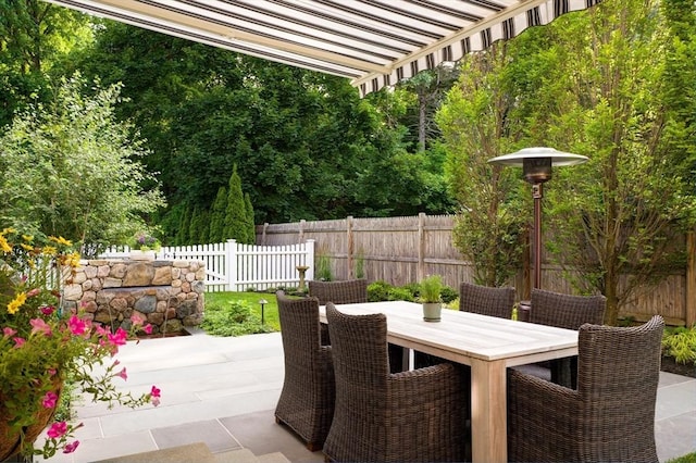 view of patio / terrace featuring outdoor dining space and a fenced backyard