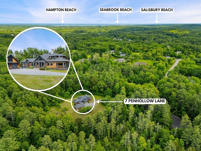 7 Penhollow Ln, Hampton Falls, NH 03844 - view from above of property with a heavily wooded area and property boundaries highlighted