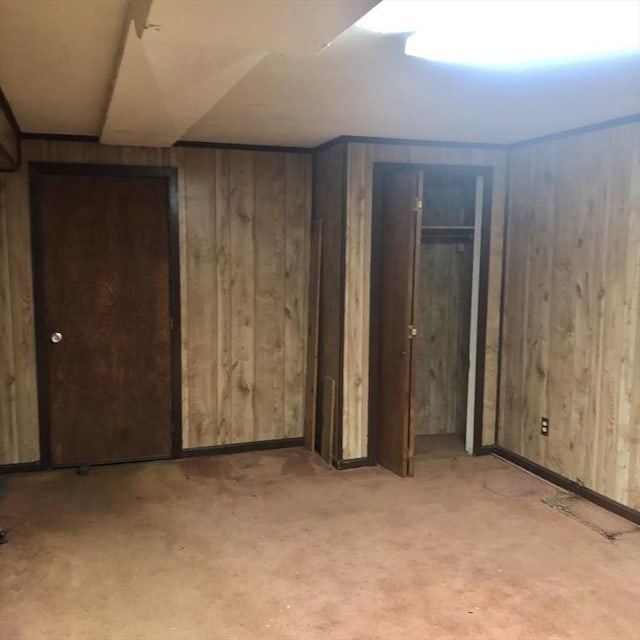 finished below grade area with wooden walls