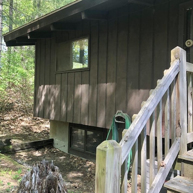 view of side of property featuring board and batten siding