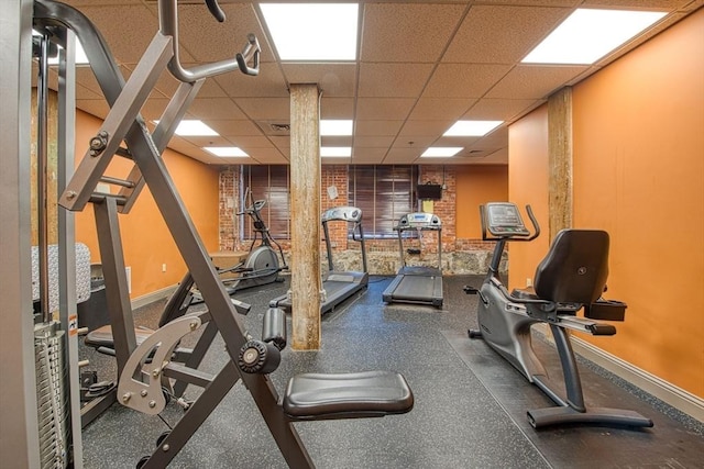 147 Centre St Unit 201, Brockton, MA 02302 - gym with a drop ceiling and baseboards