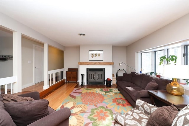 living room with light wood-type flooring