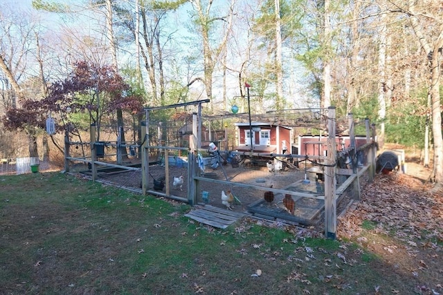 view of yard featuring an outdoor structure