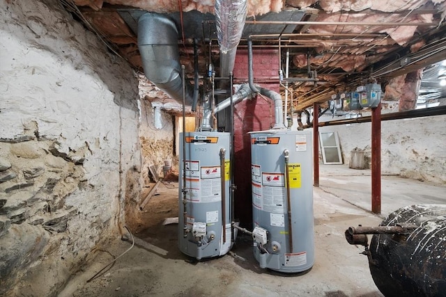 utility room with water heater