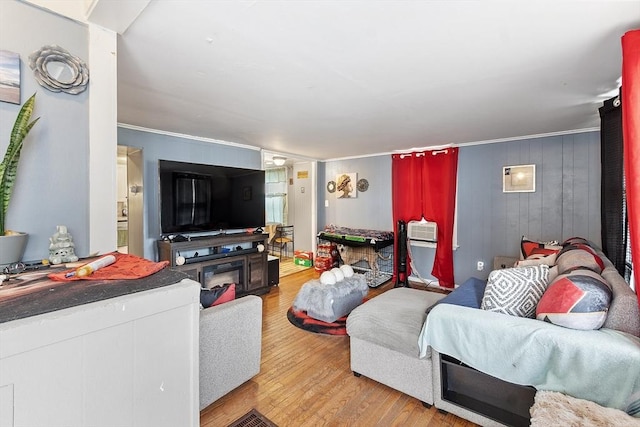 205-207 High St, Fitchburg, MA 01420 - living room featuring wood finished floors and crown molding