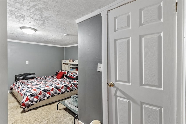 205-207 High St, Fitchburg, MA 01420 - carpeted bedroom featuring a textured ceiling and crown molding