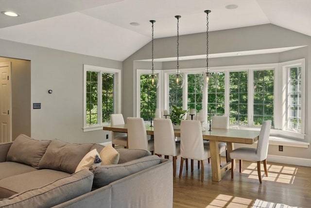 171 Brentwood Cir, North Andover, MA 01845 - living room featuring vaulted ceiling, wood finished floors, baseboards, and recessed lighting
