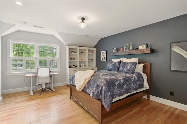 171 Brentwood Cir, North Andover, MA 01845 - bedroom featuring lofted ceiling, light wood-style floors, and baseboards