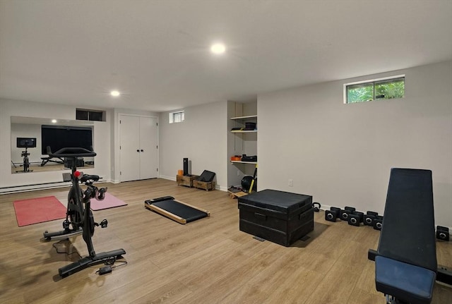 171 Brentwood Cir, North Andover, MA 01845 - exercise room with wood finished floors, healthy amount of natural light, recessed lighting, and baseboards