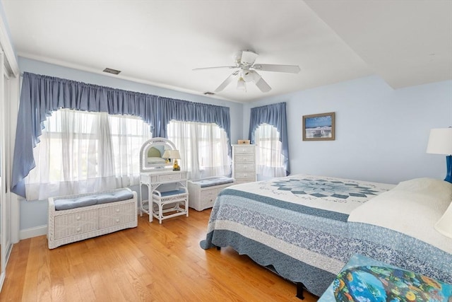 16 Ocean St Unit A, Salisbury, MA 01952 - bedroom with wood finished floors and a ceiling fan