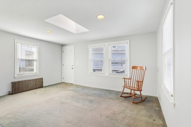 45 Franklin Ave, Quincy, MA 02170 - unfurnished room with a skylight, carpet floors, recessed lighting, and radiator heating unit