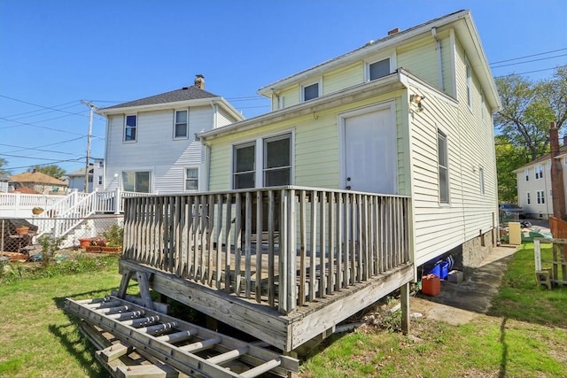 45 Franklin Ave, Quincy, MA 02170 - rear view of property with a wooden deck