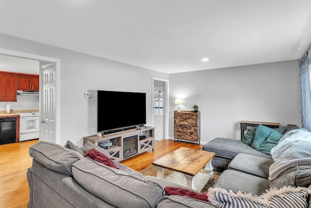 living room with light hardwood / wood-style floors