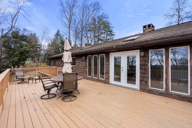 wooden deck with french doors