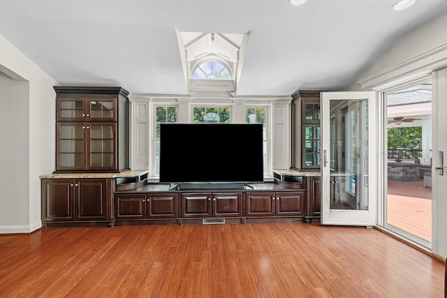 8 Knight Rd, Framingham, MA 01701 - living area featuring vaulted ceiling and light wood-style flooring