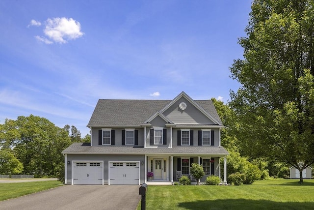 1 Carla Ln, Wilbraham, MA 01095 - colonial home featuring asphalt driveway, a front lawn, a porch, and an attached garage