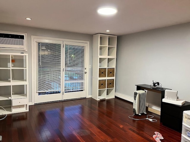 610 S Franklin St Unit F301, Holbrook, MA 02343 - unfurnished office featuring dark wood finished floors, a wall mounted AC, and recessed lighting