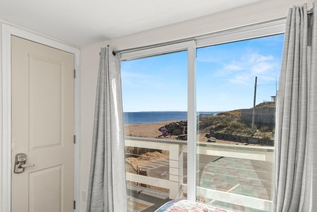 doorway with a water view
