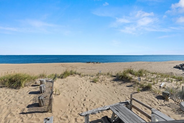 view of water feature featuring a view of the beach