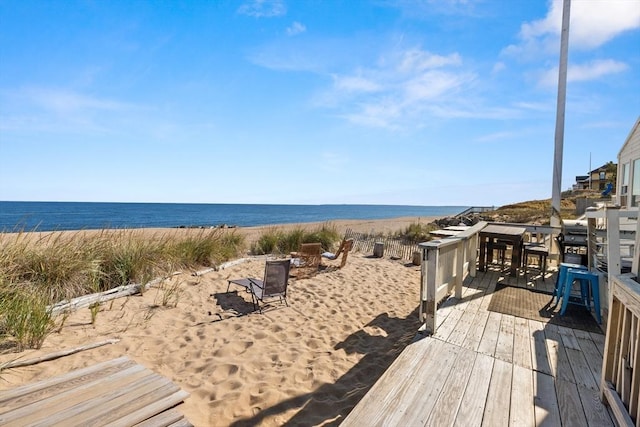 property view of water with a beach view