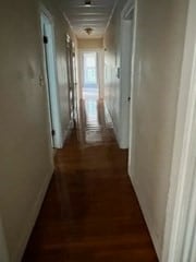 hallway featuring dark hardwood / wood-style flooring