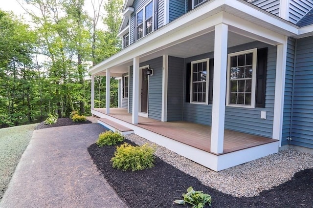 view of home's exterior with covered porch