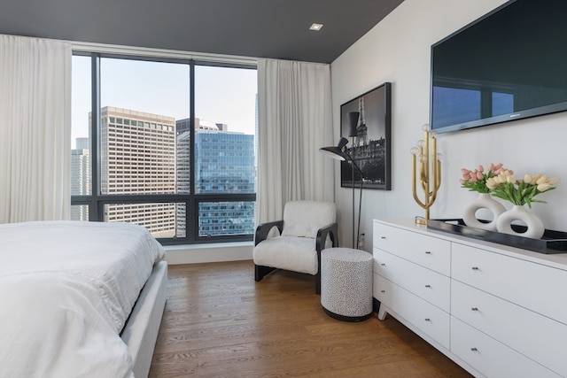 bedroom featuring dark hardwood / wood-style floors