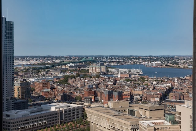 property's view of city featuring a water view