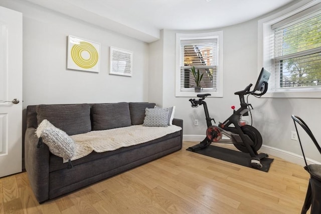 750 E 4th Unit 1, Boston, MA 02127 - workout area with wood finished floors, plenty of natural light, and baseboards