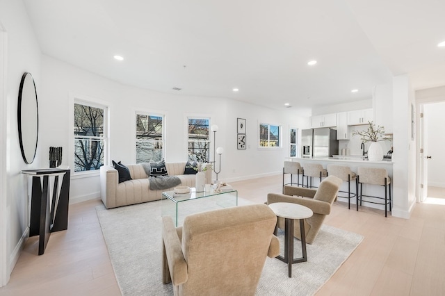 living room featuring light hardwood / wood-style flooring