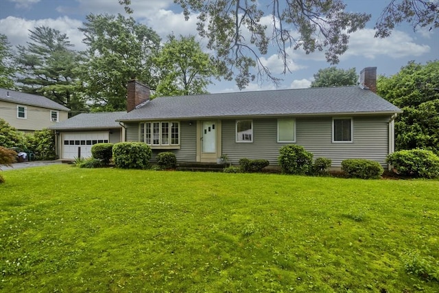 118 Woodland Rd, Springfield, MA 01129 - view of front of property with a chimney, a garage, and a front yard