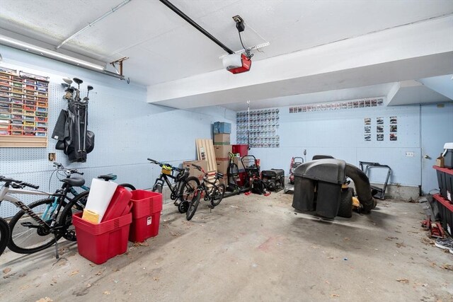 garage with a garage door opener