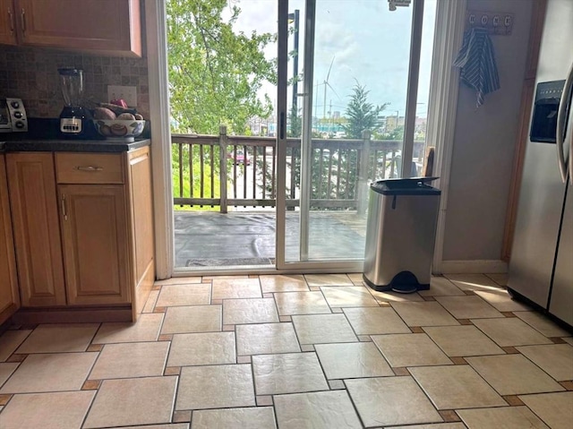 entryway with stone finish flooring