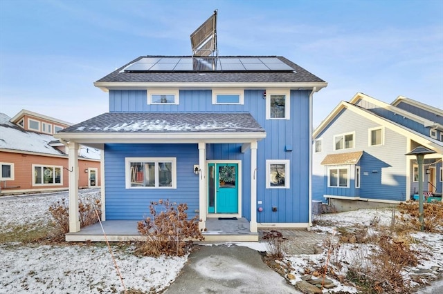 front of property with solar panels