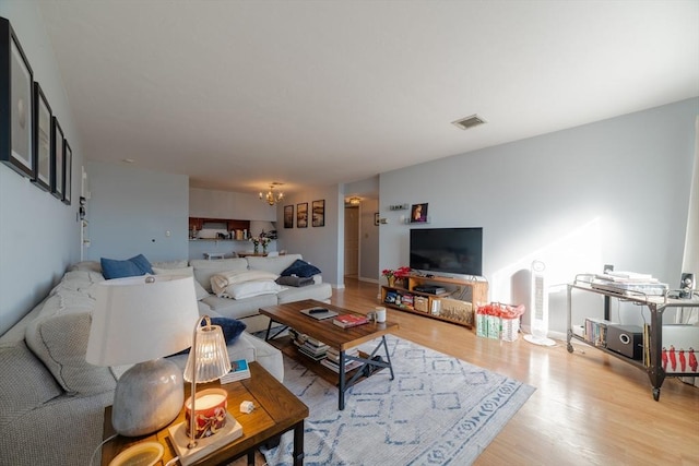 living room featuring light wood-type flooring