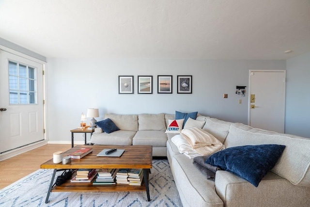 living room with light wood-type flooring