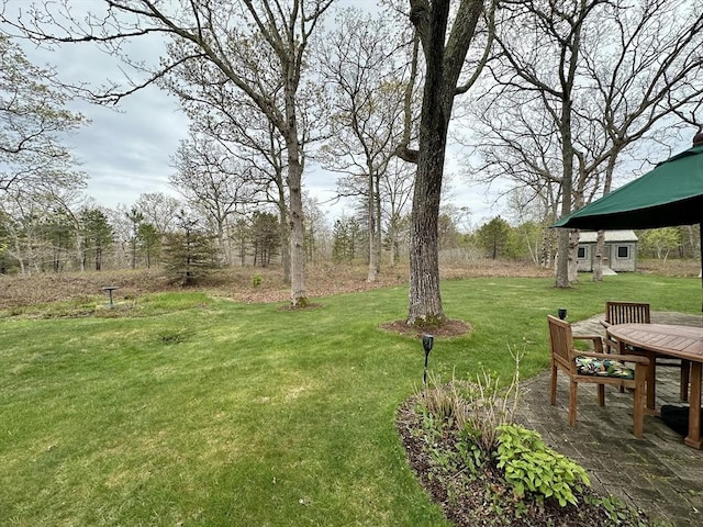 32 Machipscat Trl, West Tisbury, MA 02575 - view of yard featuring an outdoor structure and a patio area