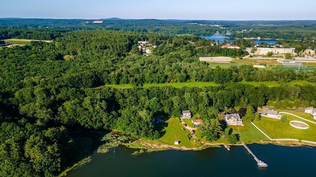 73 Spur Rd, Dover, NH 03820 - aerial view of property and surrounding area featuring a forest and a nearby body of water