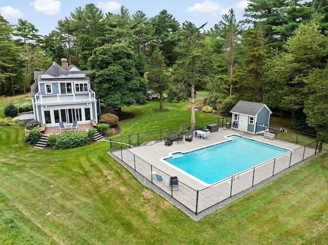26 Mordecai Lincoln Rd, Scituate, MA 02066 - view of pool with a wooden deck, a patio, and a wooded view
