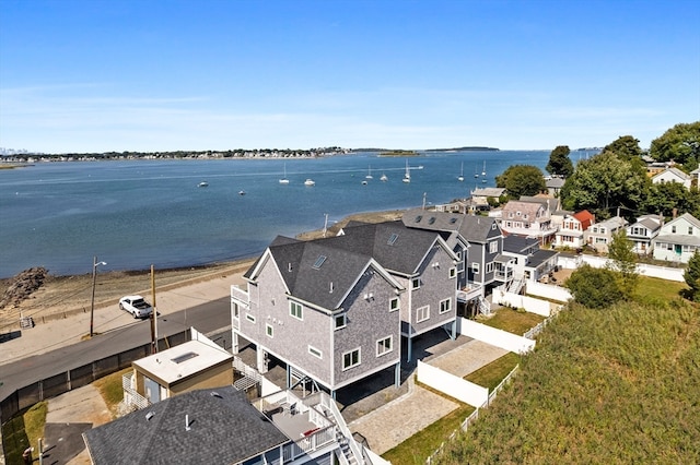 bird's eye view featuring a water view