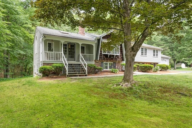 9 Oak Hill Rd, Mendon, MA 01756 - view of front of property featuring covered porch, stairway, a chimney, and a front yard