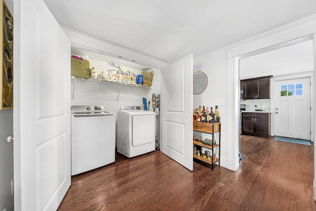 39 Madison St Unit 2, Somerville, MA 02143 - laundry room with dark wood-type flooring and washer and clothes dryer