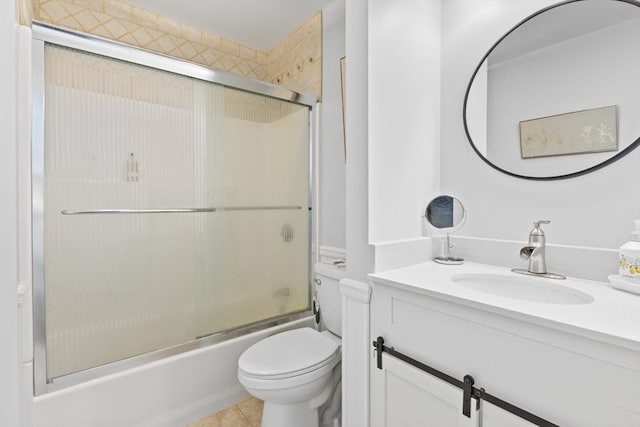12 Russell St, Amesbury, MA 01913 - bathroom with vanity, enclosed tub / shower combo, and tile patterned floors